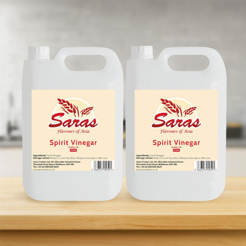 Saras White Vinegar – 5 Litre (Pack of 2) | Multi-Purpose Distilled Vinegar | Ideal for Cleaning, Pickling & Cooking
