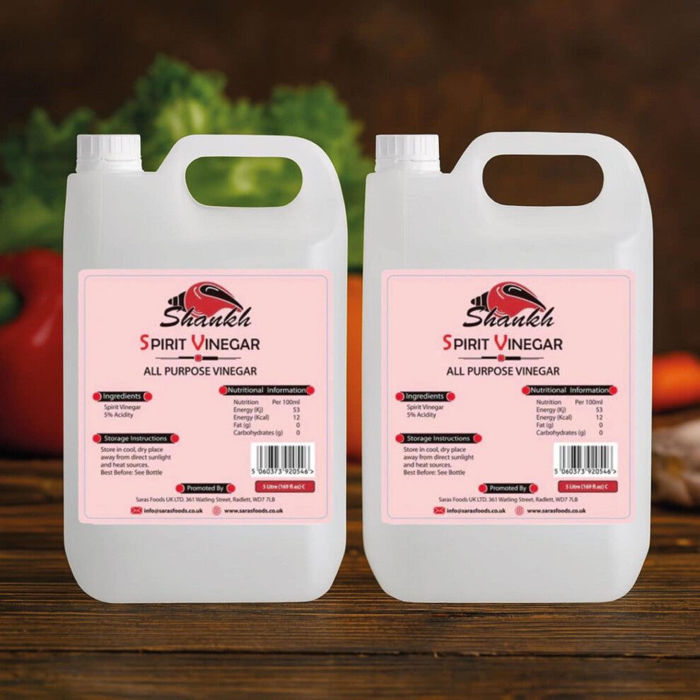 Shankh White Vinegar – 5 Litre (Pack of 2) | Distilled Multi-Purpose Vinegar | Ideal for Cleaning, Cooking & Pickling