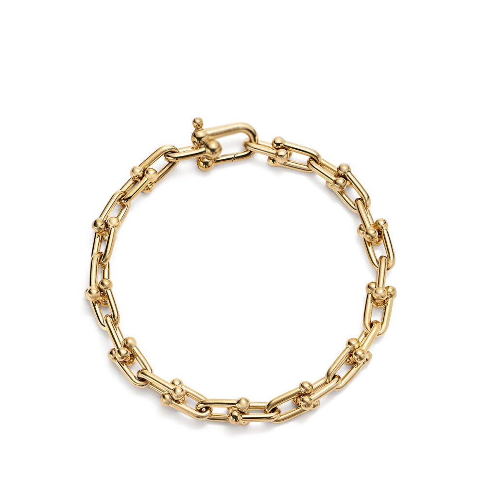 (Golden small horseshoe bracelet, 19cm) The classic T family horseshoe bracelet, with a fashionable design and diamond-encrusted, is a light luxury an