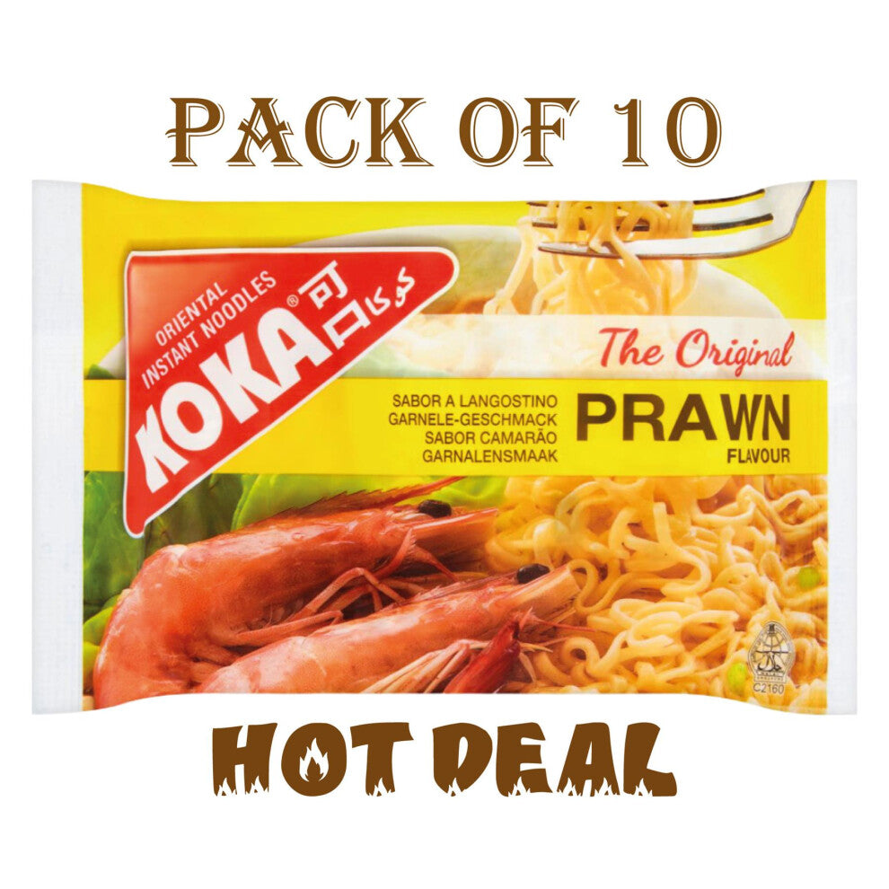 Koka Instant Prawn Flavour Noodles – 85g (Pack of 10) | Savoury Seafood Taste | No MSG | Quick & Easy Meal or Snack