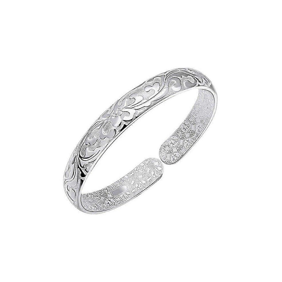 (As show, One size) 925 Sterling Silver Cuff Bracelet for Women