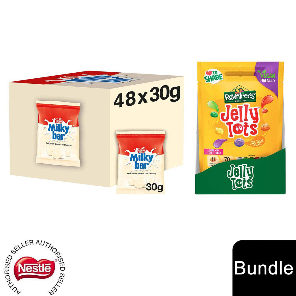(48x Milkybar Chocolate + 10x Rowntree's Jelly Tots (58 Bags)) Nestlé Sharing Bags Milkybar Buttons & Rowntree's Randoms, Fruit Gum, Jelly Tots