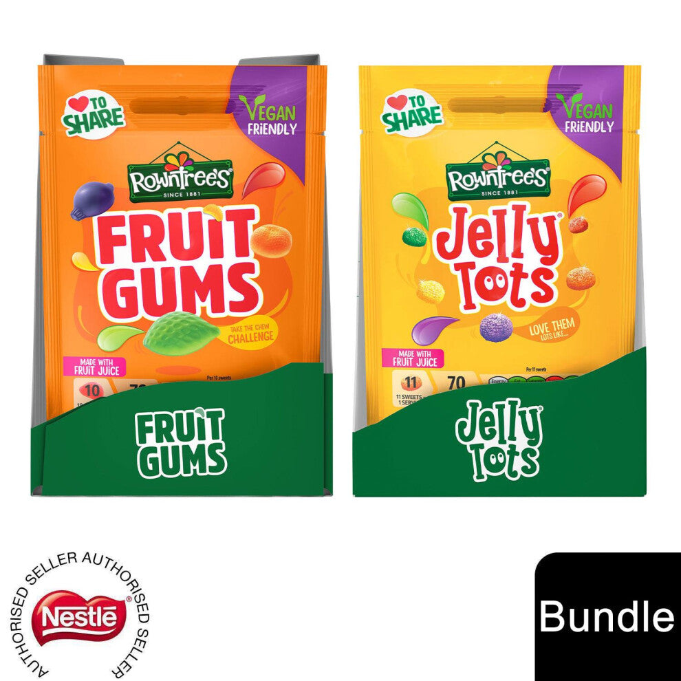 (10x Rowntree's Fruit Gums+10x Rowntree's Jelly Tots (20 Bags)) Nestlé Sharing Bags Milkybar Buttons & Rowntree's Randoms, Fruit Gum, Jelly Tots