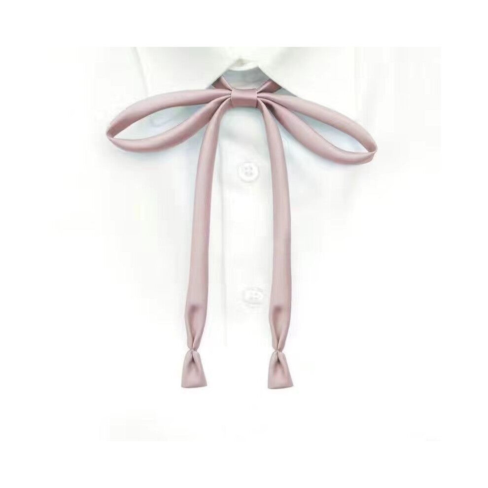 (Pink Ribbon) Girls Tie Bow Collar Rope Shirt Accessory For School Uniforms Wear Daily And
