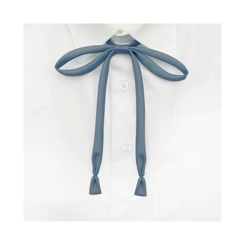(Fog Blue Ribbon) Girls Tie Bow Collar Rope Shirt Accessory For School Uniforms Wear Daily And