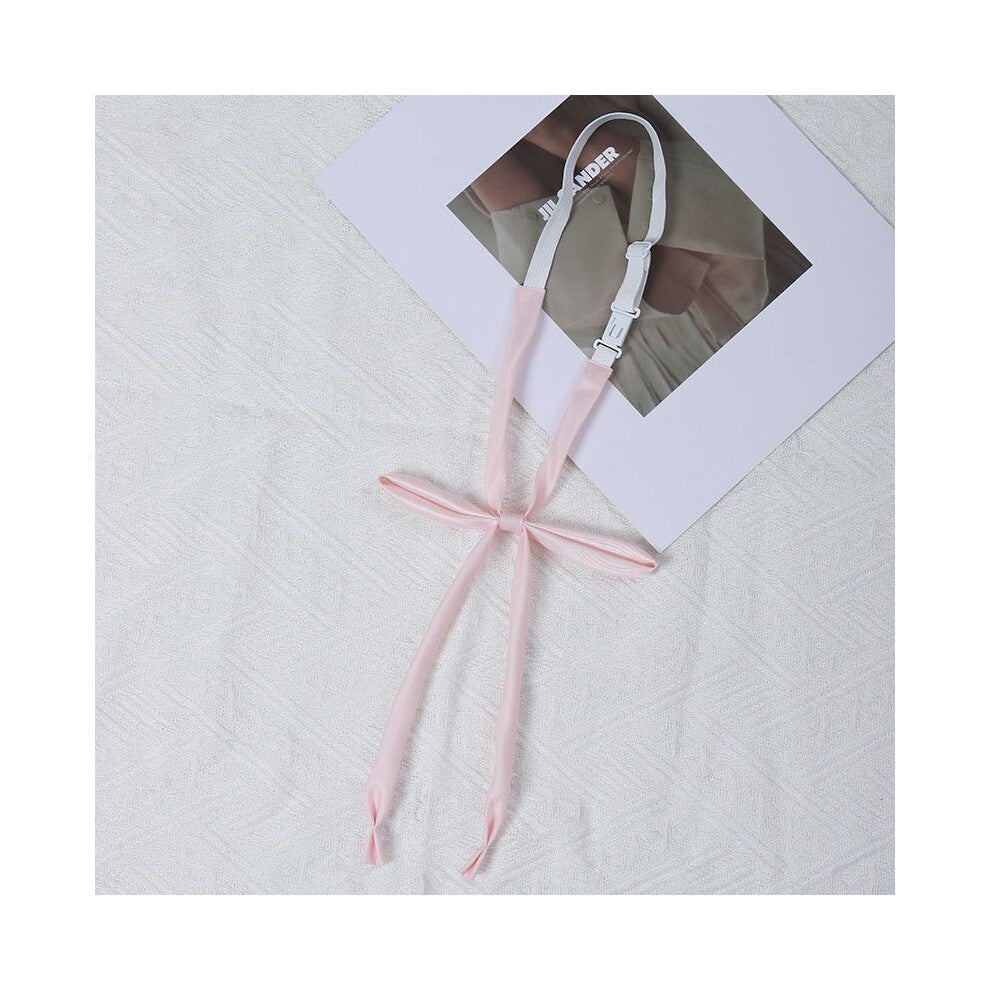 (Lotus Pink Ribbon) Girls Tie Bow Collar Rope Shirt Accessory For School Uniforms Wear Daily And