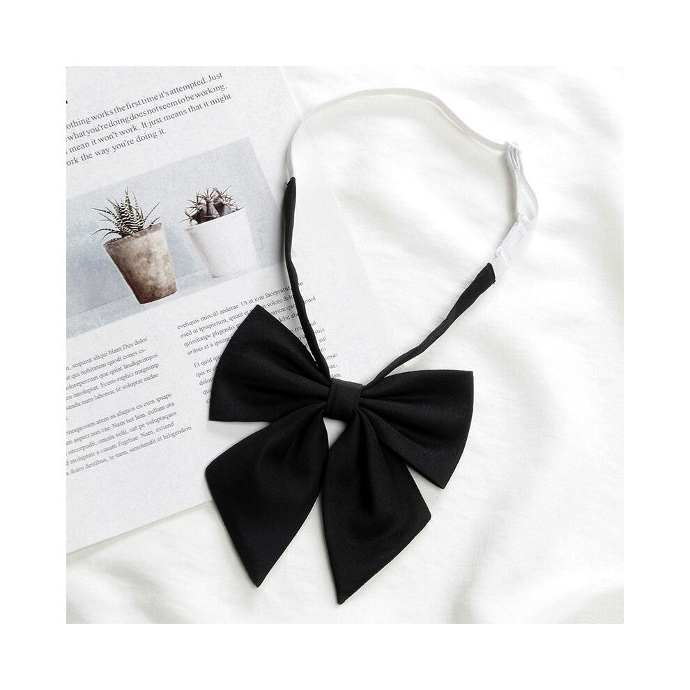 (Black Feather) Girls Tie Bow Collar Rope Shirt Accessory For School Uniforms Wear Daily And