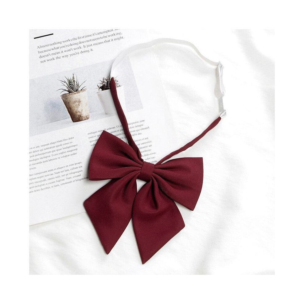 (Burgundy Feather) Girls Tie Bow Collar Rope Shirt Accessory For School Uniforms Wear Daily And