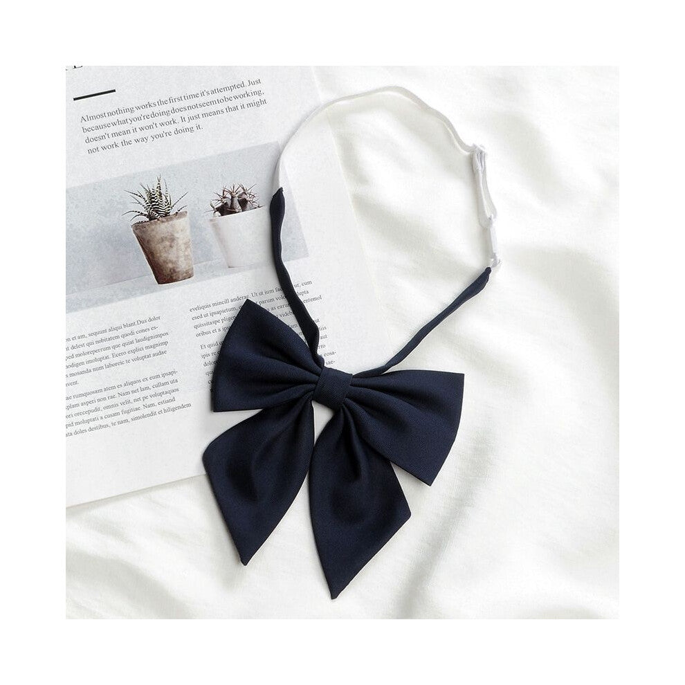 (Navy Feather) Girls Tie Bow Collar Rope Shirt Accessory For School Uniforms Wear Daily And