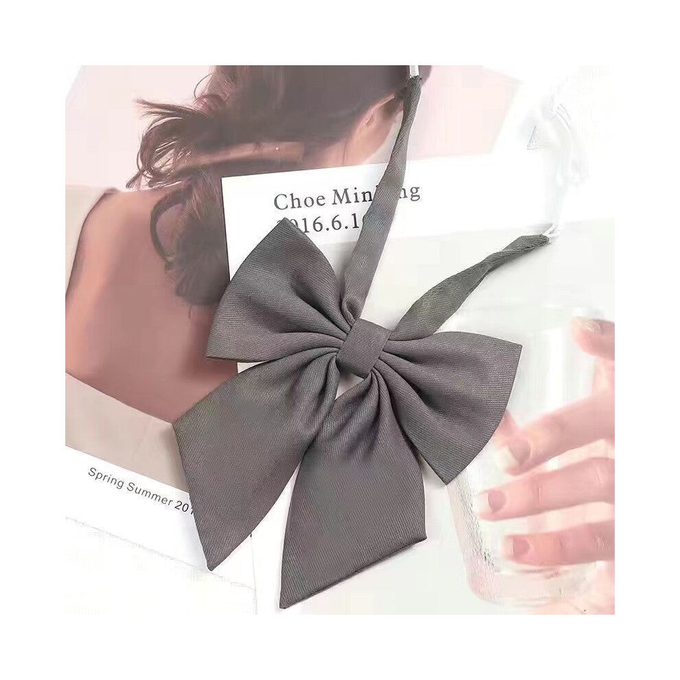 (Gray Feather) Girls Tie Bow Collar Rope Shirt Accessory For School Uniforms Wear Daily And