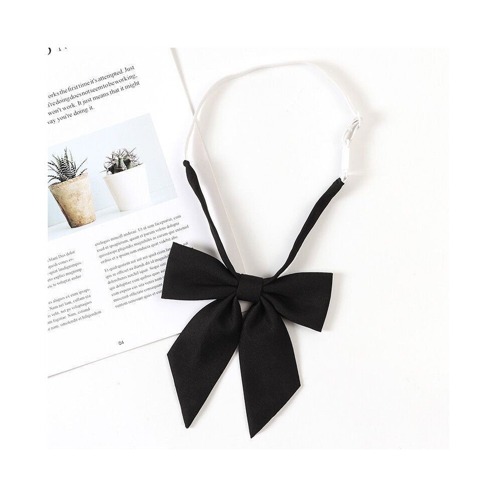 (Black Small Handle) Girls Tie Bow Collar Rope Shirt Accessory For School Uniforms Wear Daily And