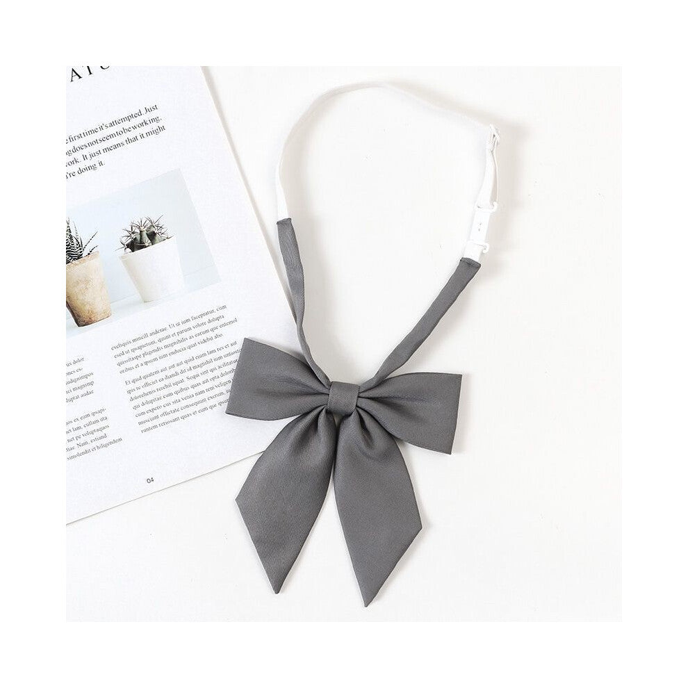 (Gray Small Handle) Girls Tie Bow Collar Rope Shirt Accessory For School Uniforms Wear Daily And