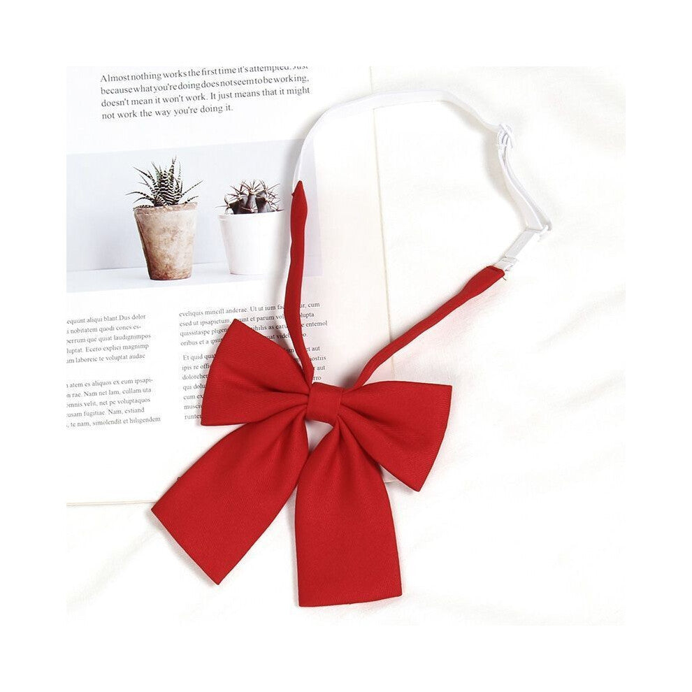 (Red Flat) Girls Tie Bow Collar Rope Shirt Accessory For School Uniforms Wear Daily And