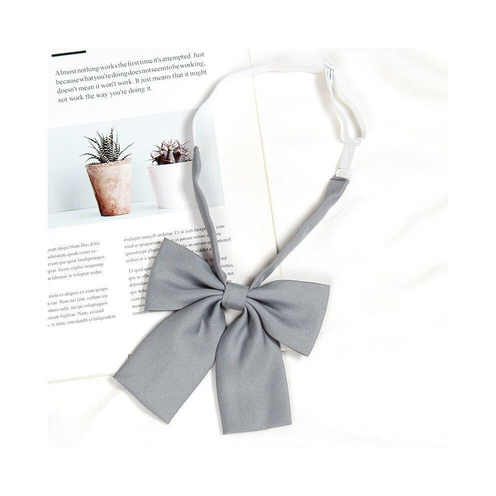 (Gray Flat) Girls Tie Bow Collar Rope Shirt Accessory For School Uniforms Wear Daily And