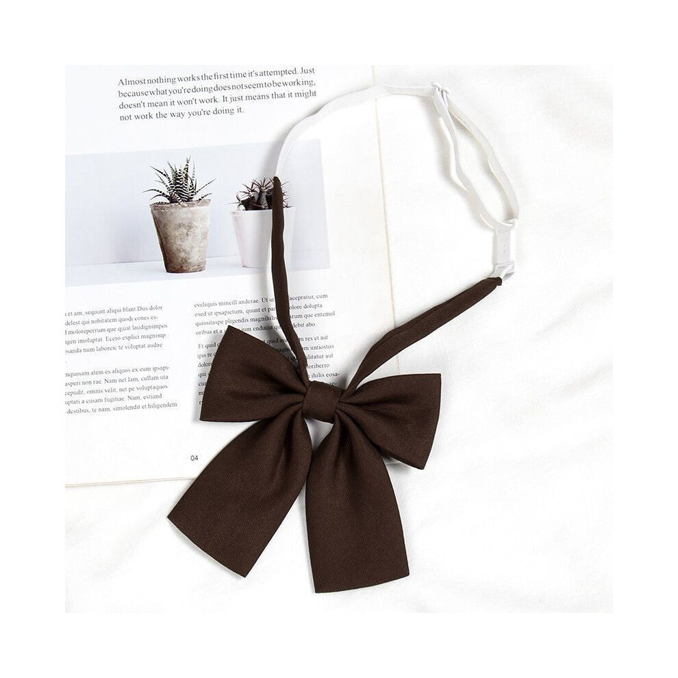 (Brown Flat) Girls Tie Bow Collar Rope Shirt Accessory For School Uniforms Wear Daily And
