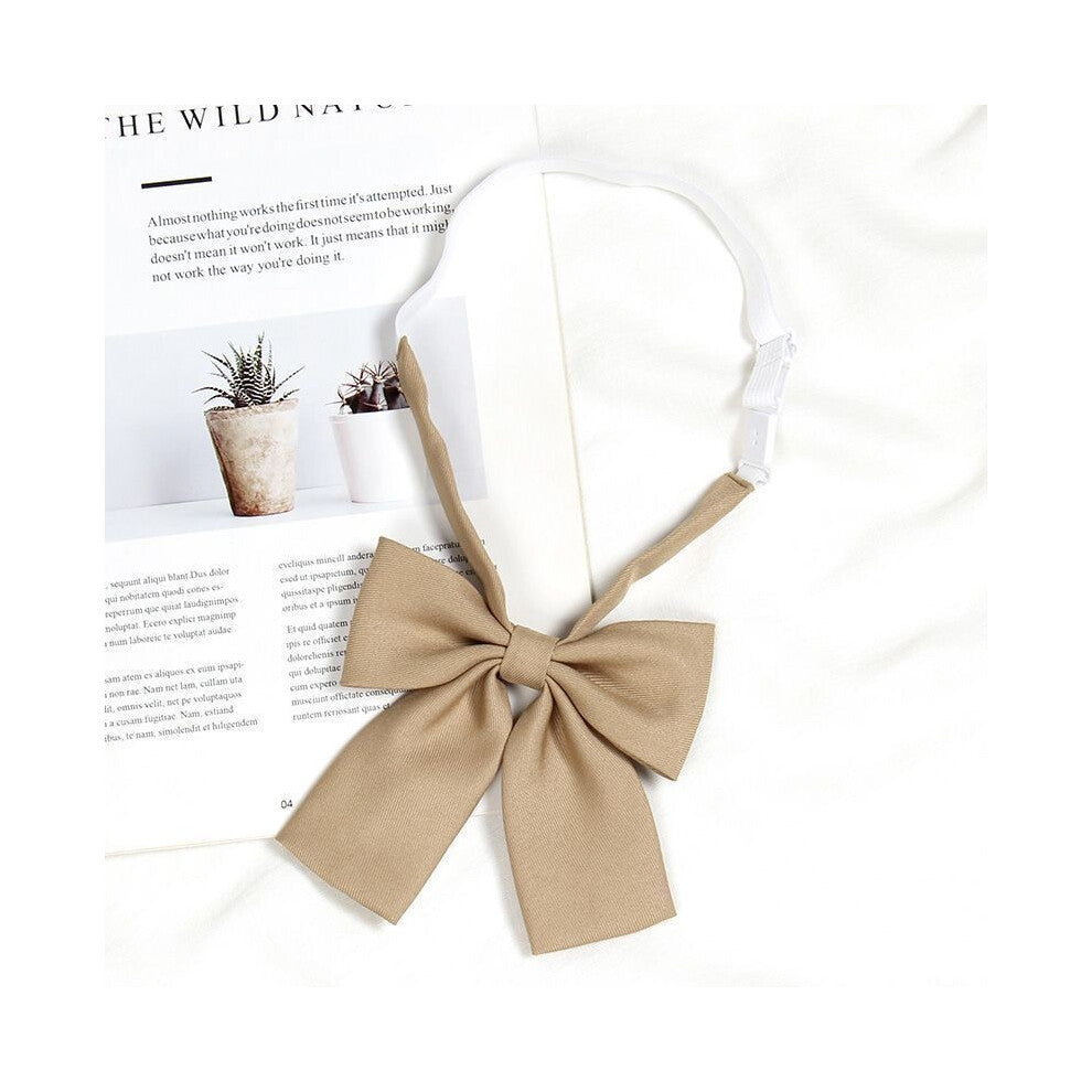 (Champagne Flat) Girls Tie Bow Collar Rope Shirt Accessory For School Uniforms Wear Daily And