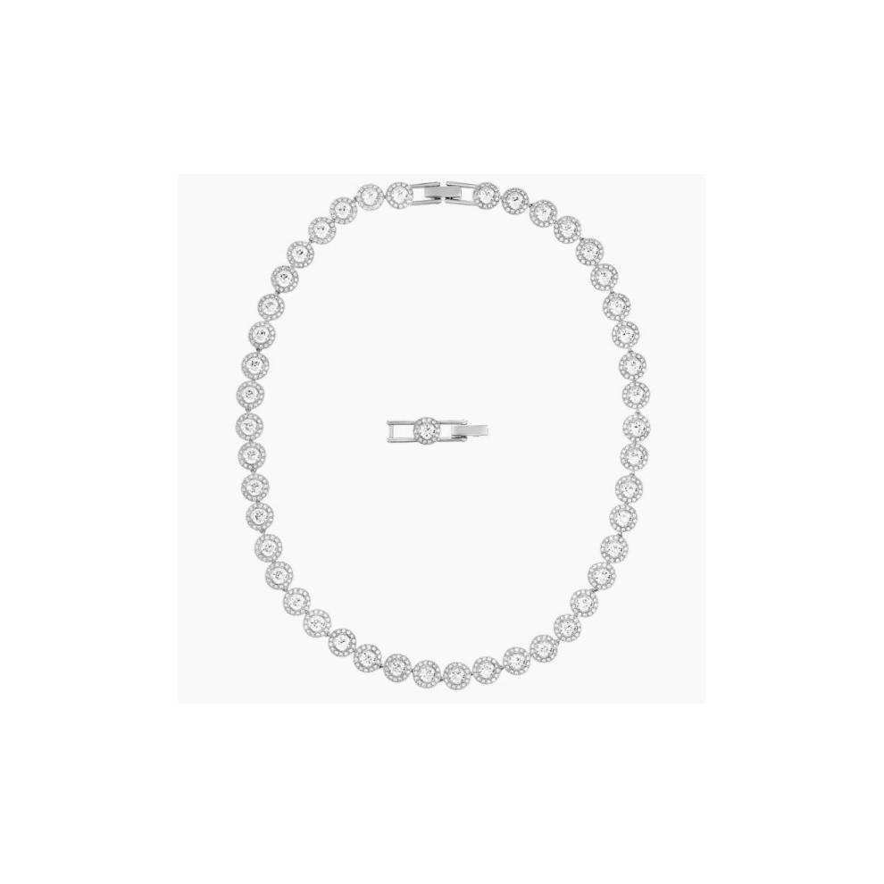 Angelic necklace, Round cut，Fashionable and versatile collarbone chain（Silver + white）