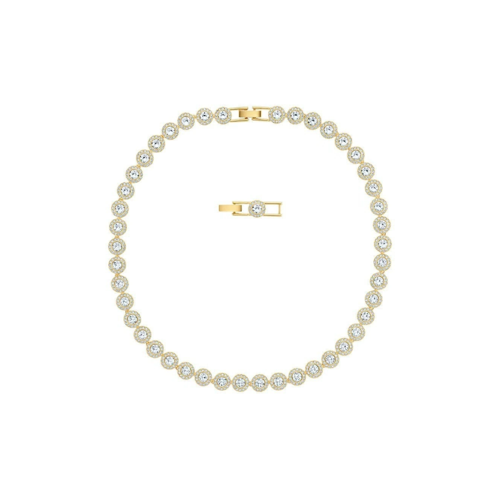 Angelic necklace, Round cut，Fashionable and versatile collarbone chain（Gold + White）