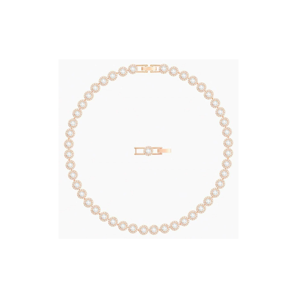 Angelic necklace, Round cut，Fashionable and versatile collarbone chain（Rose gold + white）