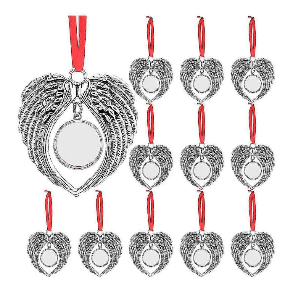 12Pcs Angel Wing Shape Blank Hot Transfer Printing Sublimation Ornament Decoration suitable for Christmas