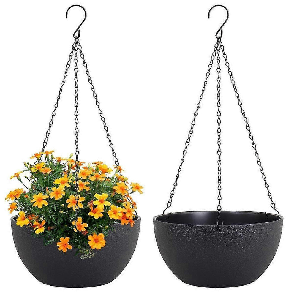 2Pcs Large Hanging Planter Plant Pots Compatible Outdoor Indoor Plants with Drainage Holes and Chain,