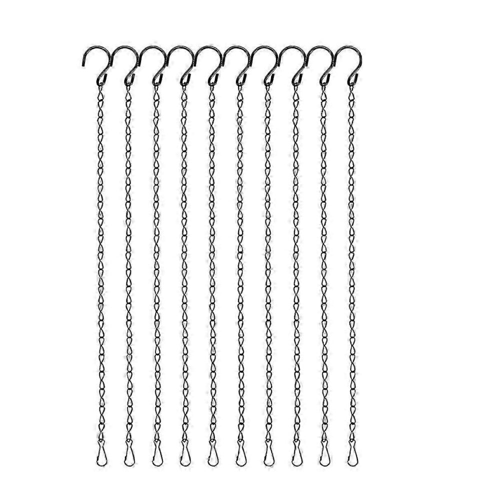 10PCS 19.7 Inch Plant Hooks suitable for Hanging Baskets,Black Hanging Chains with S Hook and Clip suitable