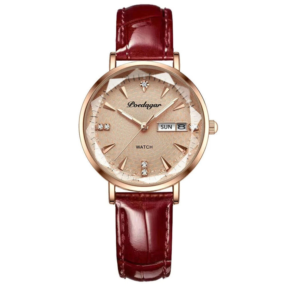 (YN312 RGold Leather) Women Watch Luxury Wristwatch Fashion Waterproof Ladies Watch Bracelet Watch