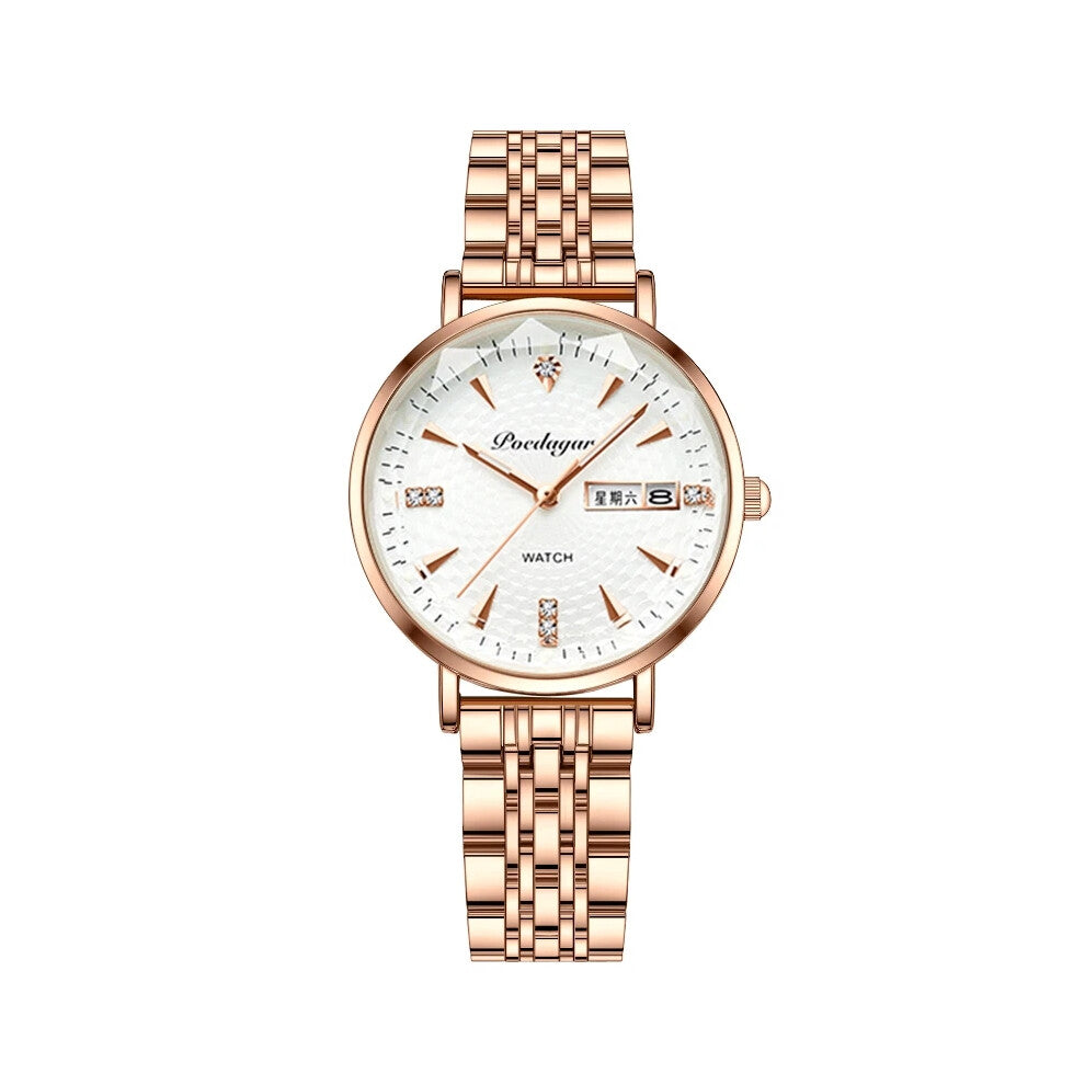 (YN312 White Steel) Women Watch Luxury Wristwatch Fashion Waterproof Ladies Watch Bracelet Watch