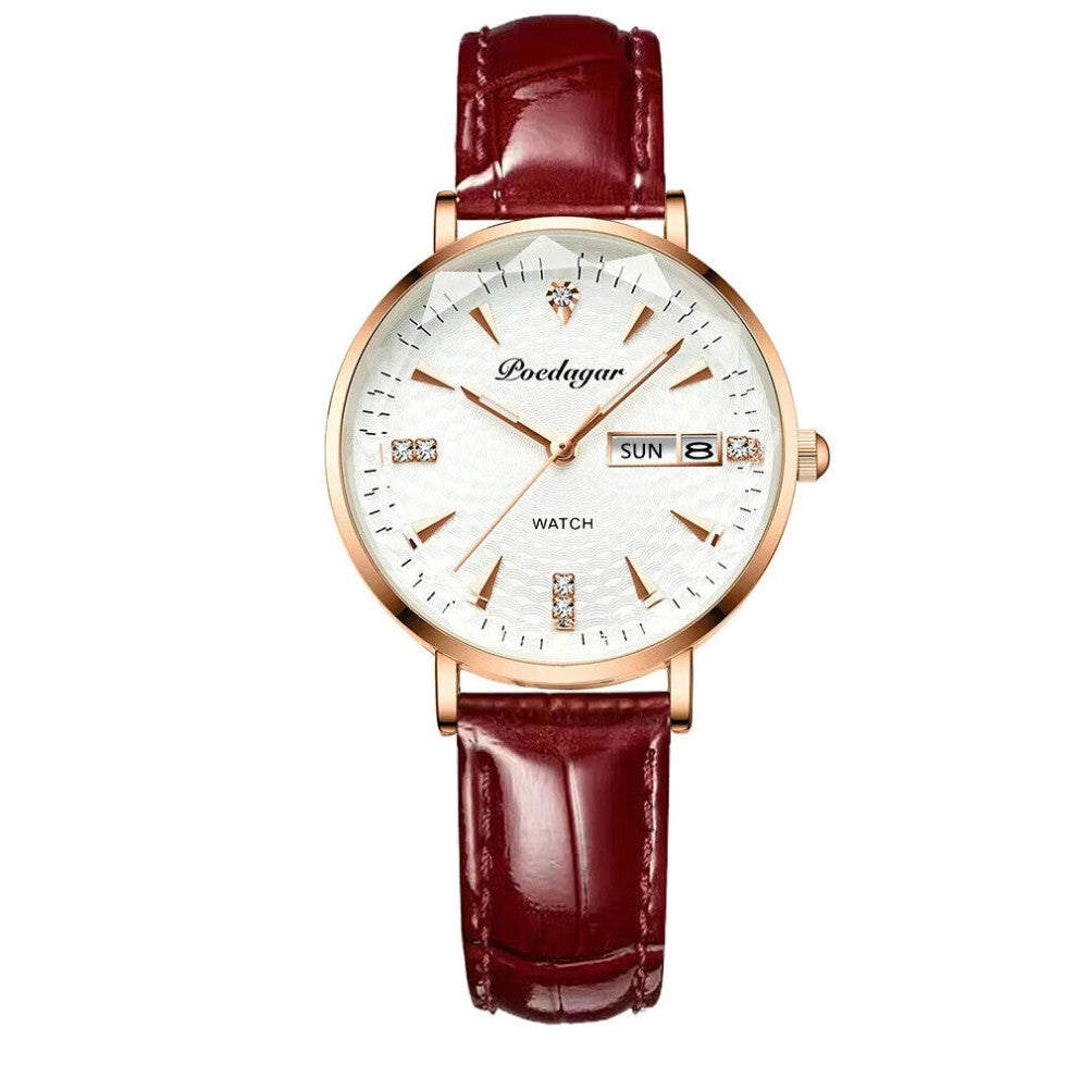 (YN312 White Leather) Women Watch Luxury Wristwatch Fashion Waterproof Ladies Watch Bracelet Watch New