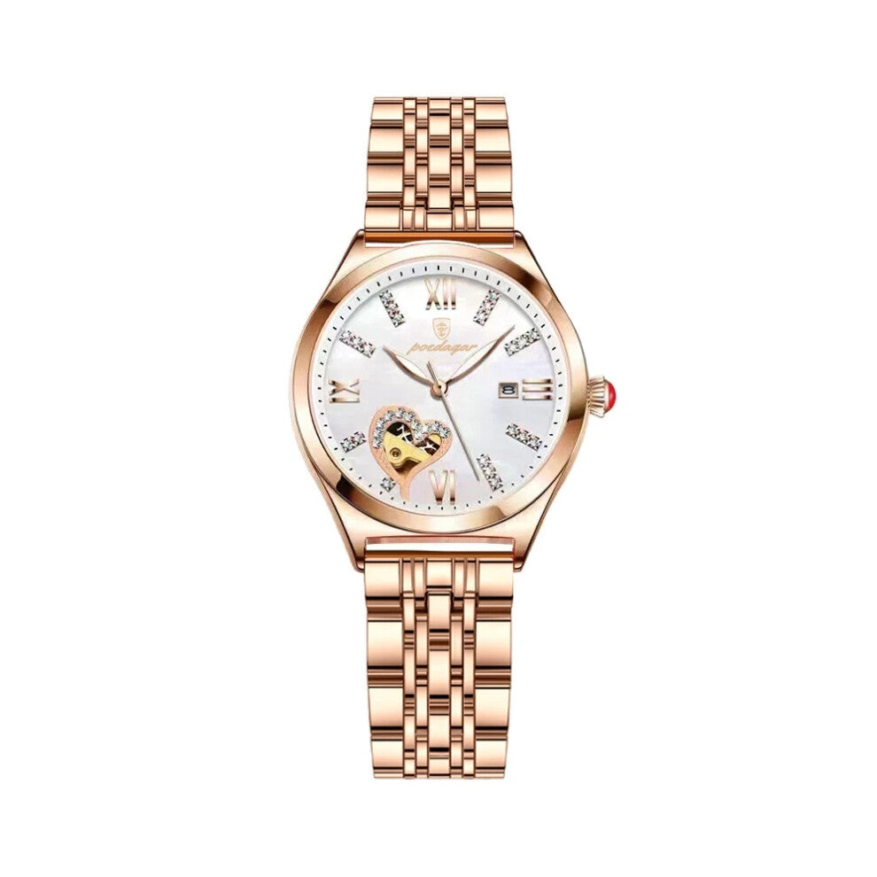 (White) Watches For Women Luxury Wristwatch Stainless Steel Bracelet Ladies Quartz Watch
