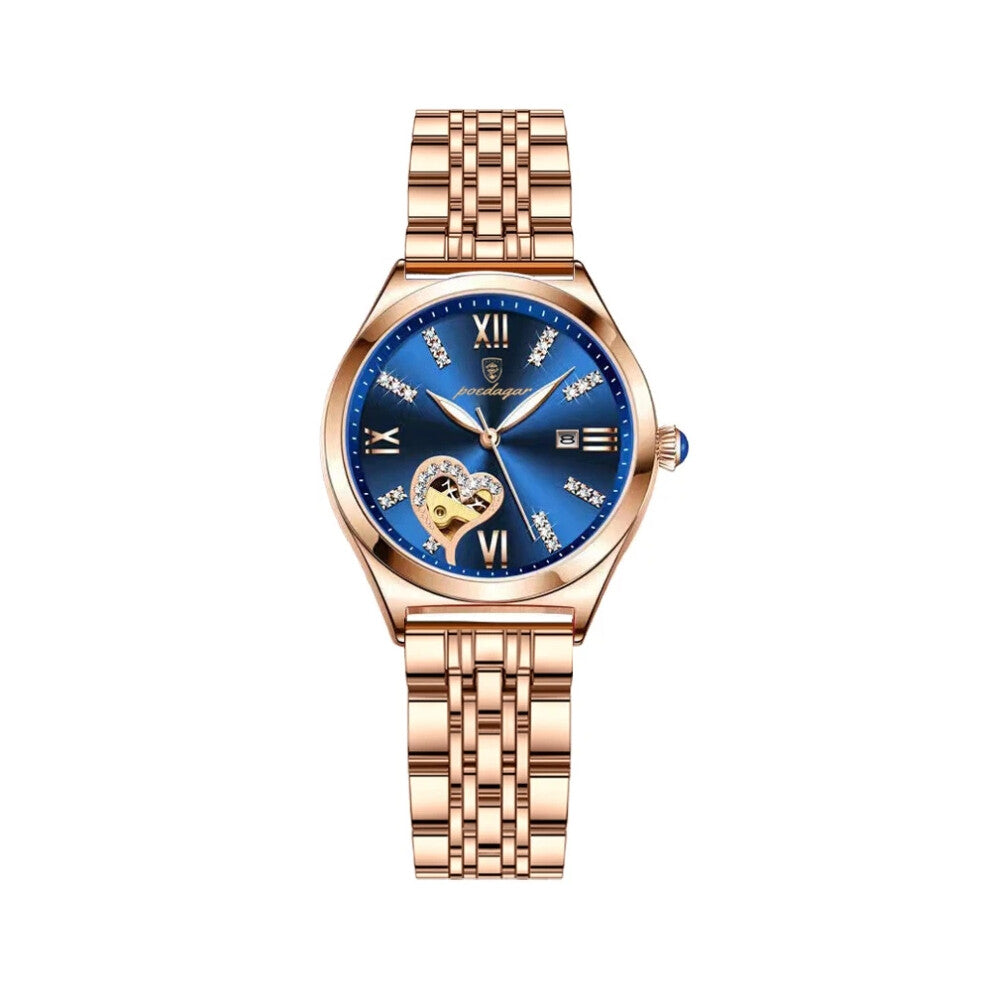 (Blue) Watches For Women Luxury Wristwatch Stainless Steel Bracelet Ladies Quartz Watch Hot