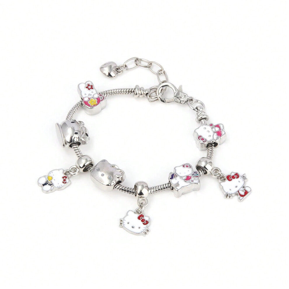 (B00168) Kawaii Sanrio Pink Hello Kitty Melody Bracelet Pendant Girl Detachable DIY Bracelet Fans Gift Cosplay Props For Women Jewelry