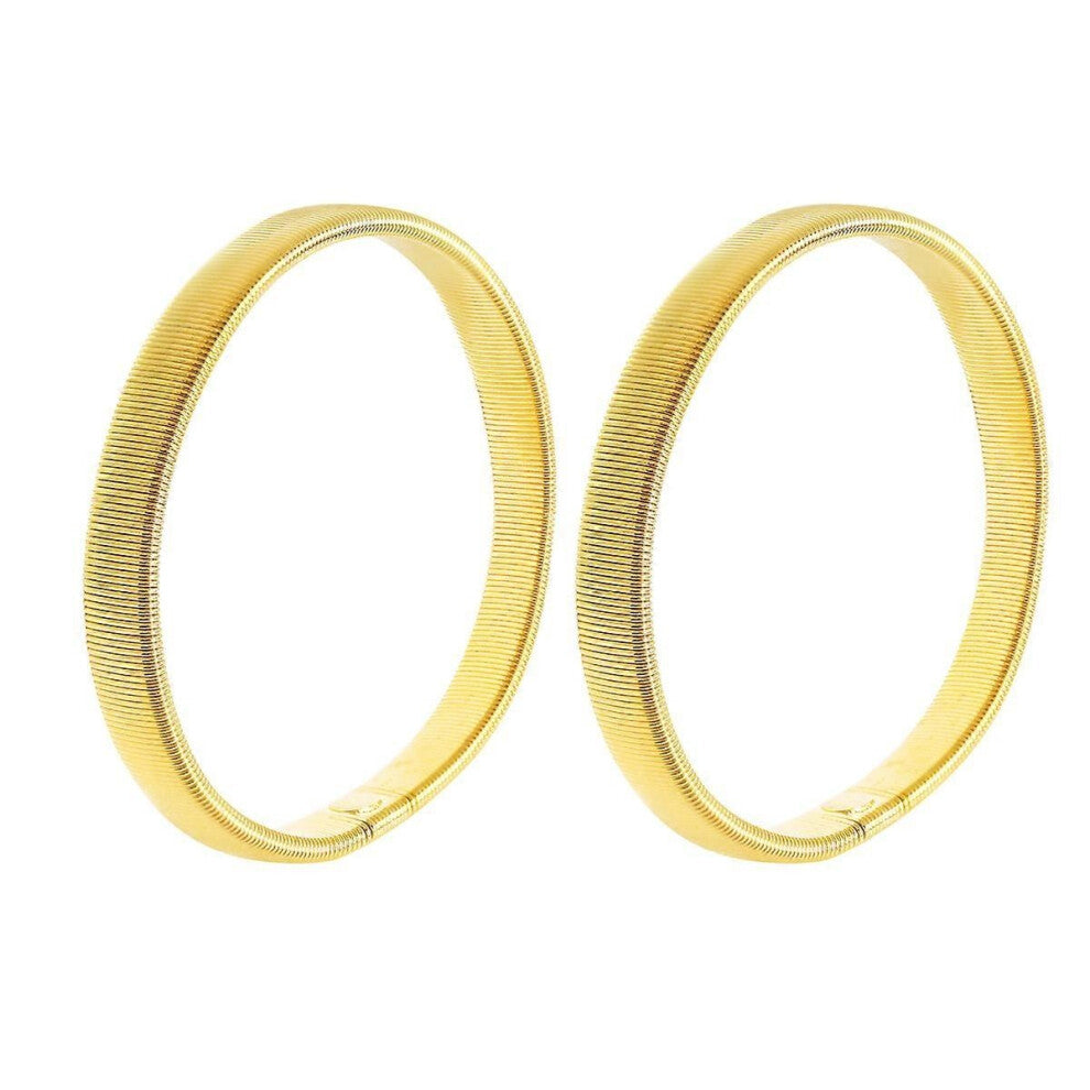 2pcs Men's Stretchable Bracelet Metal Armband Spring Armlet Wristband Sleeve Cuff (Golden)