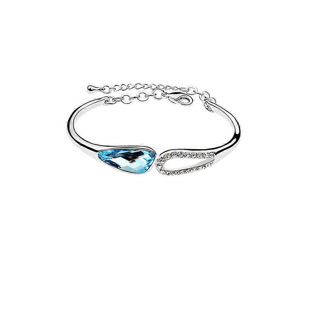 (As show, One size) Stunning Sky Blue Crystal Bracelet for Women, Luxury & Simple Elegance