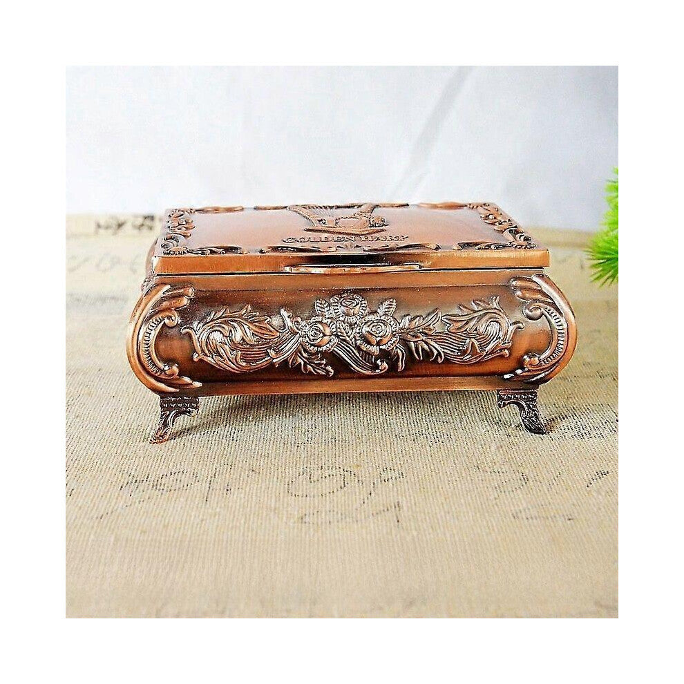 (As show, One size) Creative Love Printing Jewelry Box for Your Lover Desktop Storage Vintage Classical Zinc Alloy Jewelry Box