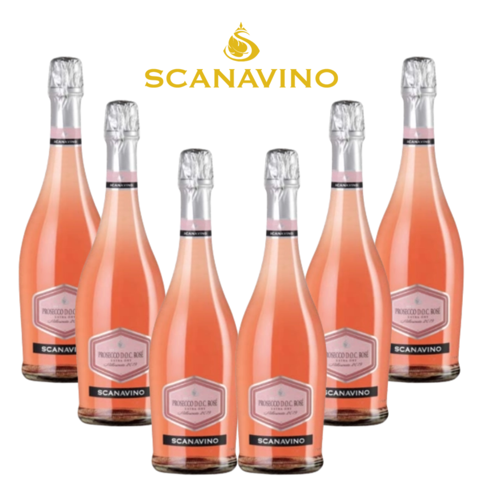 Prosecco Extra Dry Rosé Scanavino - 6x75cl, 11% Vol, Fresh & Fruity Sparkling Wine for Aperitif