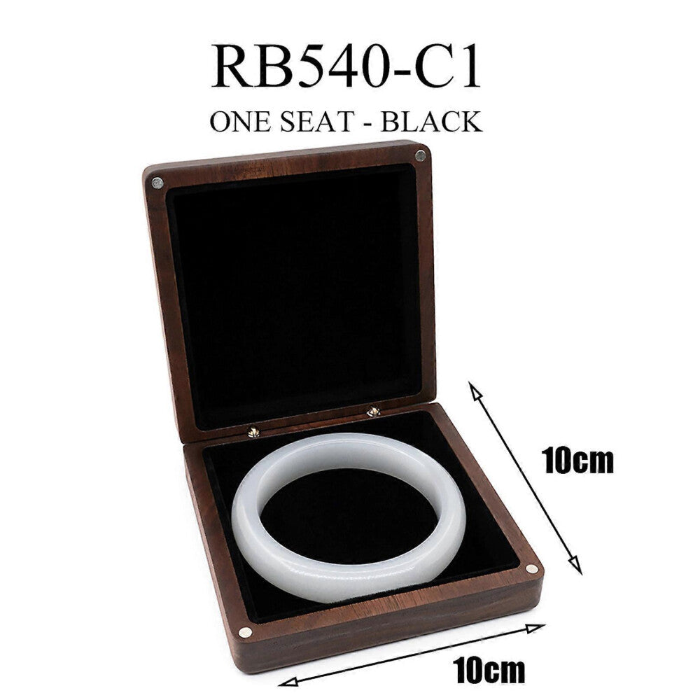 (S, Black) Wood Bracelet Jewelry Box with Soft Lining for Engagement Proposal Wedding Gift