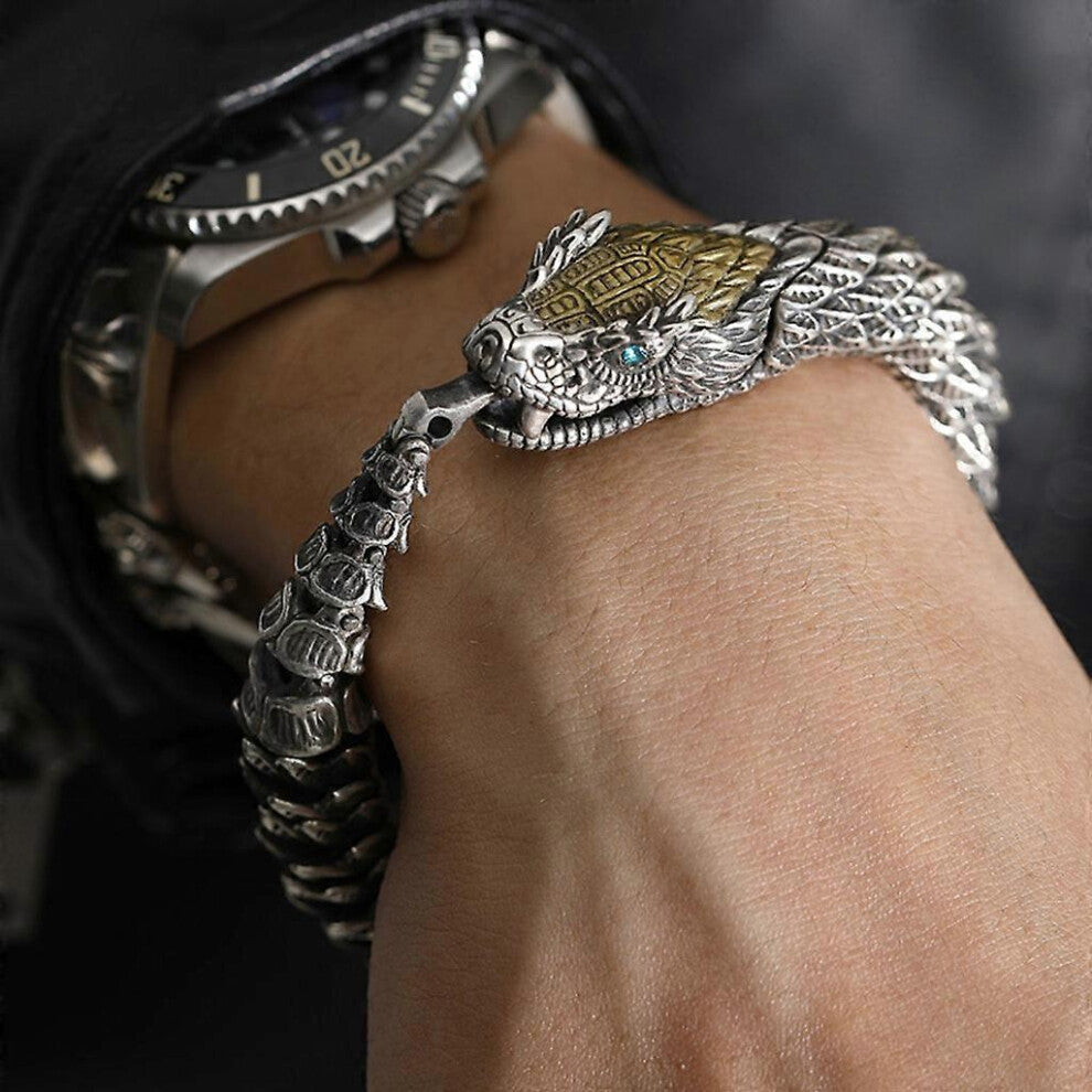 (18cm, One size) Vintage Hip Hop Dragon Head Bracelet Retro Exaggerated Dragon Bracelet Jewelry