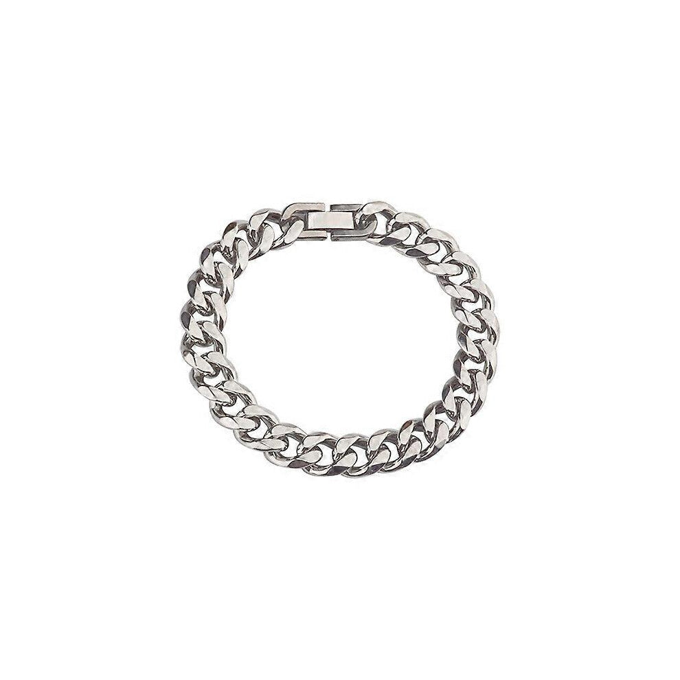 (As show, One size) 1 Men&#39;s Curb Chain Stainless Steel Bracelet, Chunky Mesh Chain Bracelet, Chunky Hip-hop Bracelet Trendy Chain Punk Rapper Jewe