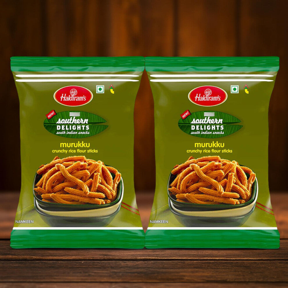 Haldiram's Murukku – 200g (Pack of 2) | South Indian Style Crunchy Spiral Snack | Savoury & Spiced | Net Weight 400g