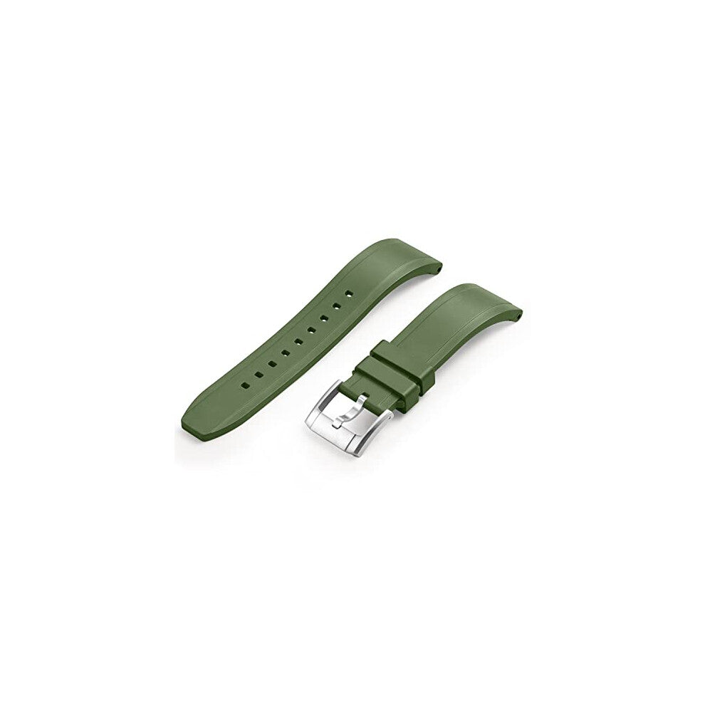 CRAFTER BLUE UX03 Straight End Watch Band Rubber Strap Replacement for All 22mm Width Lug Watches, Green