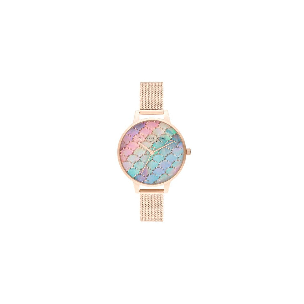 Olivia Burton Analogue Quartz Watch for Women UNDER THE SEA Collection with Rose Gold Colored Stainless Steel Mesh Bracelet - OB16US45
