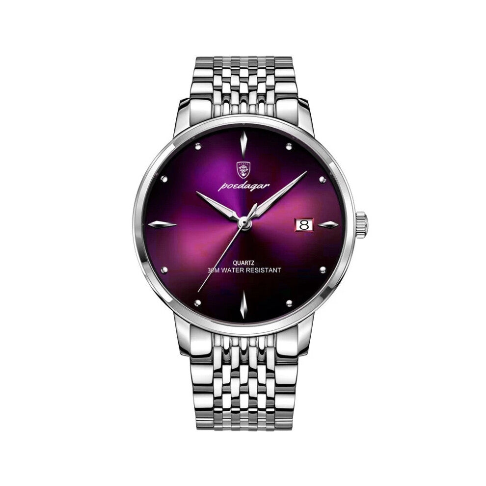 (Purple) Fashion Luxury Watch Waterproof Luminous Wristwatch Quartz Watches for Men