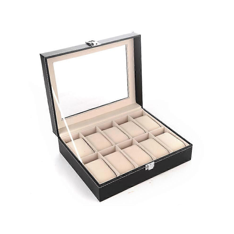 (As show, One size) Case for watches-display stand-box-storage for watches in PU and glass