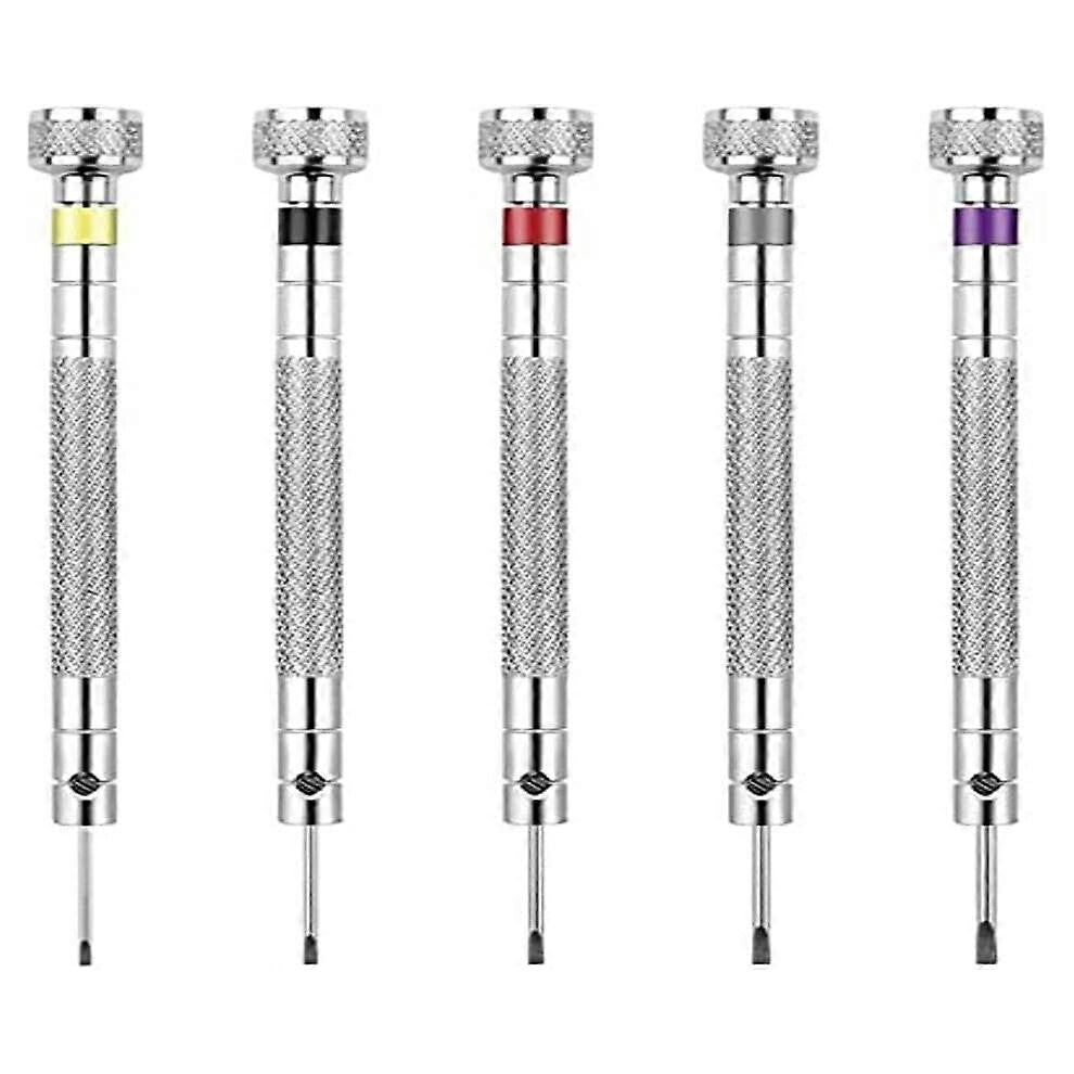 (As show, One size) Watchmaker Precision Screwdriver Set of 5 Reversible Blade for Repairing Watches, Glasses, Jewelry
