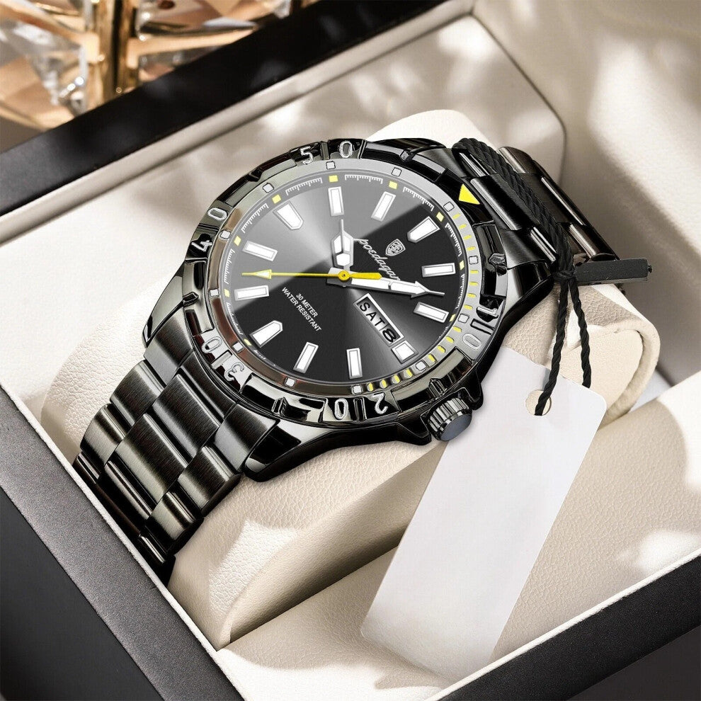 (Black Black Face) Luxury Men's Watches Waterproof Luminous Quartz Watch Man Calendar Wristwatch Hot