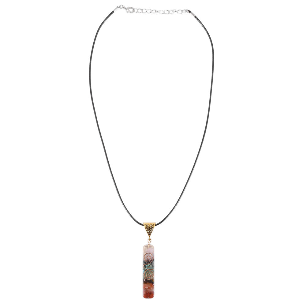7 Chakra Orgone Pendant Necklace,Energy Healing Crystals Necklace Yoga Meditation Resin Jewelry