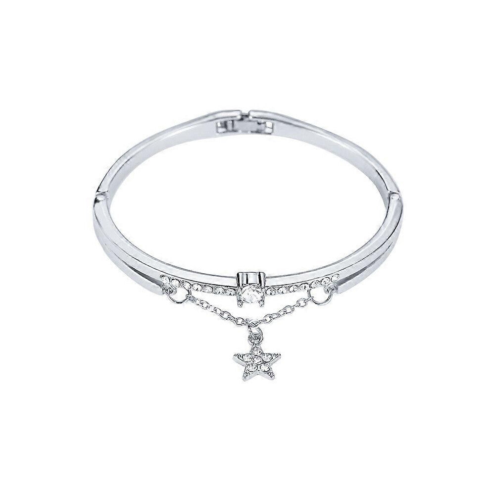 (As show, One size) One piece (02 white K 4482) Women&#39;s Bracelet Infinity Plated Bracelet with Crystals, Women&#39;s Bracelet Gift Mother&#39;s Da