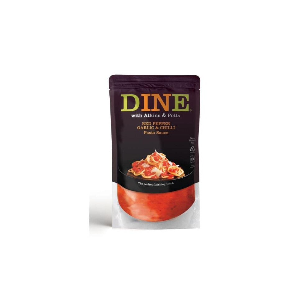 Atkins and Potts Red Pepper, Garlic & Green-Birds-Eye Chilli Pasta Sauce 350g