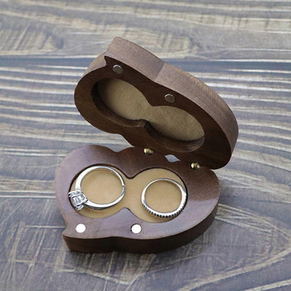 (Cream color, One size) Heart-Shaped Wedding Ring Bearer Box for Ceremony Engagement Ring Holder Decor